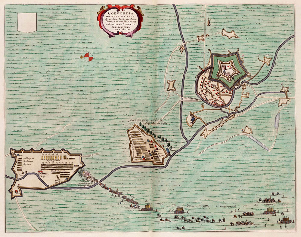 Coevorden 1649 Blaeu, belegering 1592